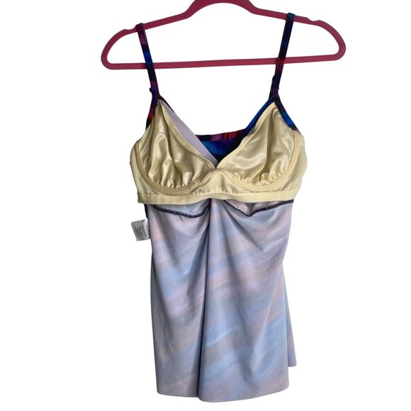 Miraclesuit Swim Tankini Size 10 Multicolor Striped adjustable Straps Built-In B - Picture 4 of 7